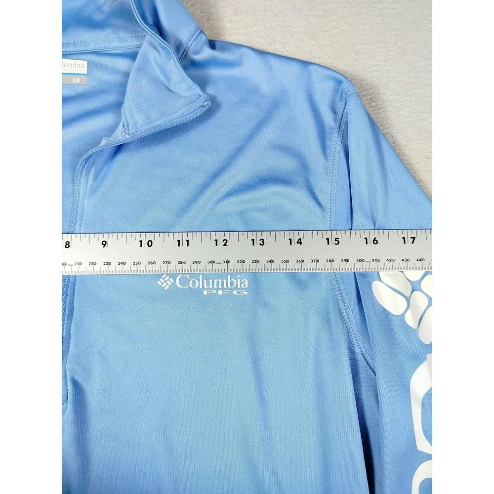 Columbia PFG Omni-Shade Shirt Mens Small Blue Quarter Zip Fishing UPF Sun